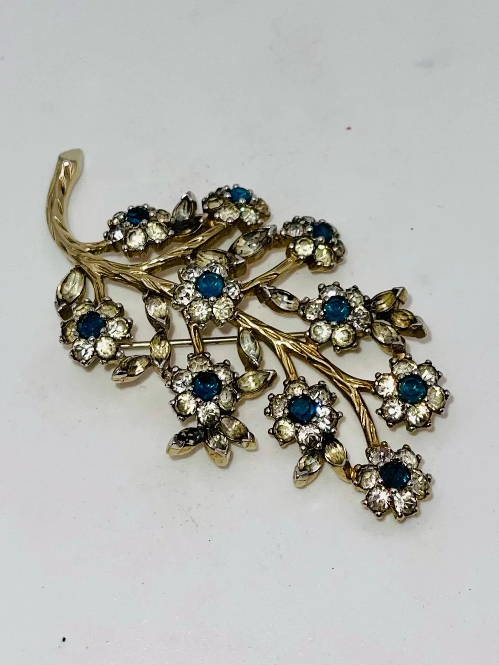 Exquisite Vtg Signed JOMAZ Joseph Mazer Floral Rhinestone Brooch 1950s Estate Pc - Picture 7 of 14